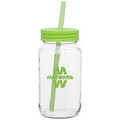 25 Oz. Neon Green Mason Jar W/Color Lid